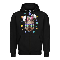 Rhino Easter Bunny Ears Funny Easter Eggs Hunting Sweatshirt Zipper Hoodie | Teevron