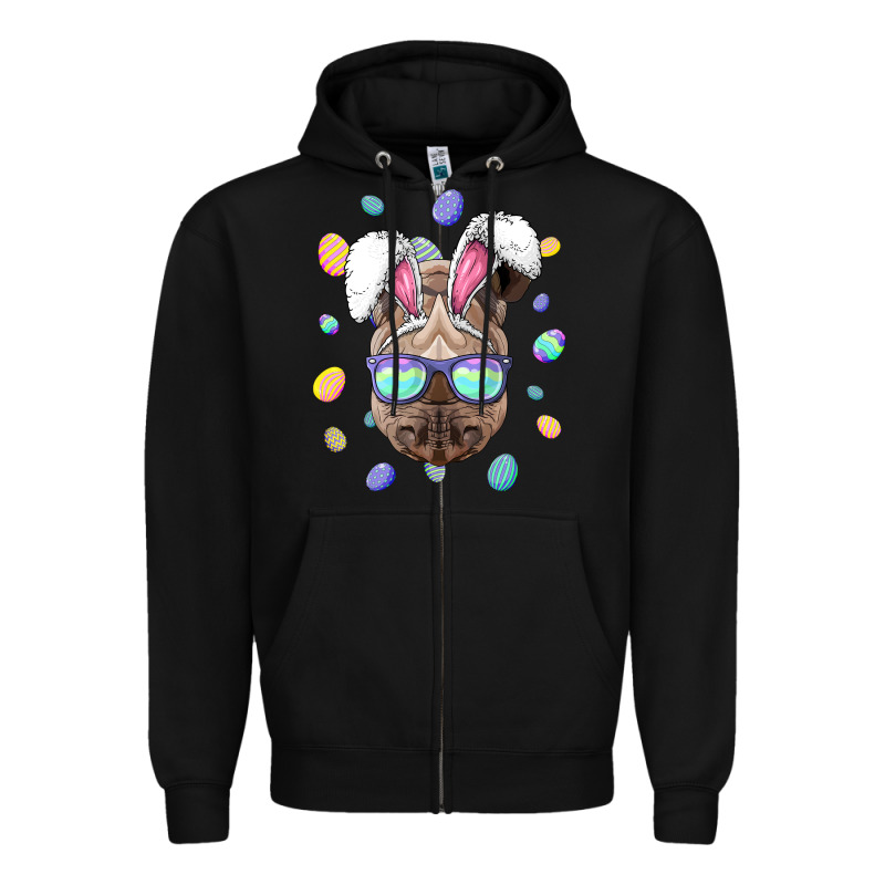 Rhino Easter Bunny Ears Funny Easter Eggs Hunting Sweatshirt Zipper Hoodie by linhVisuals | Teevron