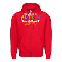 Red someone with autism makes me proud Zipper Hoodie - linhVisuals