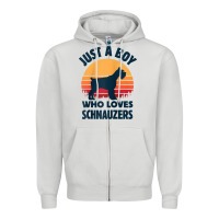 Dove Grey schnauzer just a boy who loves dogs men retro vintage sunset raglan ba Zipper Hoodie - linhVisuals