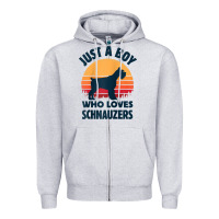 Schnauzer Just A Boy Who Loves Dogs Men Retro Vintage Sunset Raglan Ba Zipper Hoodie | Teevron