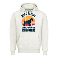 Oatmeal Heather schnauzer just a boy who loves dogs men retro vintage sunset raglan ba Zipper Hoodie - linhVisuals