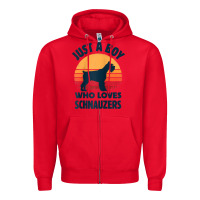 Red schnauzer just a boy who loves dogs men retro vintage sunset raglan ba Zipper Hoodie - linhVisuals
