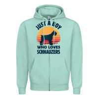 Seafoam schnauzer just a boy who loves dogs men retro vintage sunset raglan ba Zipper Hoodie - linhVisuals