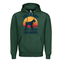 Sports Green schnauzer just a boy who loves dogs men retro vintage sunset raglan ba Zipper Hoodie - linhVisuals