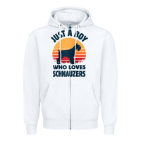 White schnauzer just a boy who loves dogs men retro vintage sunset raglan ba Zipper Hoodie - linhVisuals