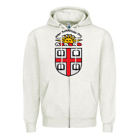 Oatmeal Heather brown university coat of arms Zipper Hoodie - linhVisuals