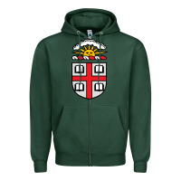 Sports Green brown university coat of arms Zipper Hoodie - linhVisuals