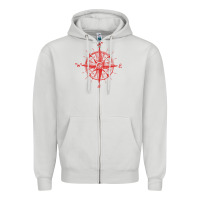 Dove Grey compass Zipper Hoodie - linhVisuals