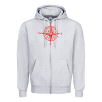 Heather Grey compass Zipper Hoodie - linhVisuals