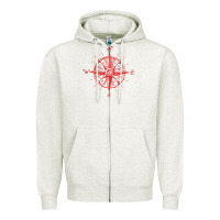 Oatmeal Heather compass Zipper Hoodie - linhVisuals