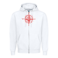 White compass Zipper Hoodie - linhVisuals