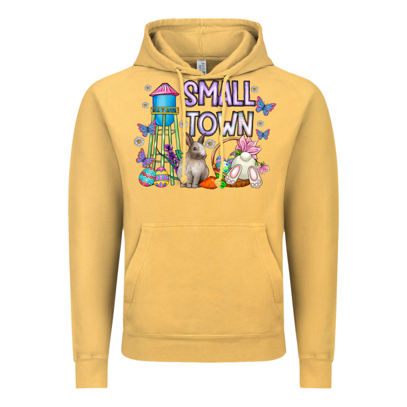 Small Town Easter Day Vintage Hoodie by CowhideDigitalArt | Teevron