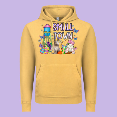 Small Town Easter Day Vintage Hoodie Designed By Cowhidedigitalart