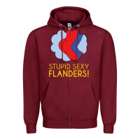 Burgundy stupid sexy flanders! Zipper Hoodie - linhVisuals