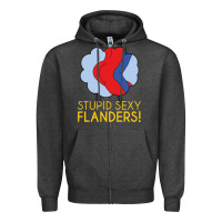 Charcoal Heather stupid sexy flanders! Zipper Hoodie - linhVisuals