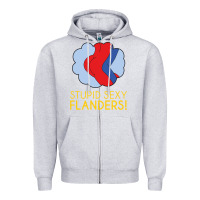 Heather Grey stupid sexy flanders! Zipper Hoodie - linhVisuals