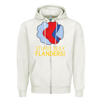 Oatmeal Heather stupid sexy flanders! Zipper Hoodie - linhVisuals