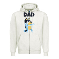 Oatmeal Heather Bluey Dad Zipper Hoodie - linhVisuals
