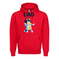 Red Bluey Dad Zipper Hoodie - linhVisuals