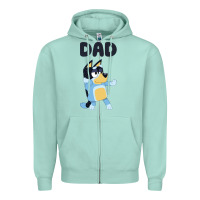 Seafoam Bluey Dad Zipper Hoodie - linhVisuals