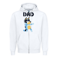White Bluey Dad Zipper Hoodie - linhVisuals