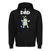 Black Bluey Dad Zipper Hoodie - linhVisuals