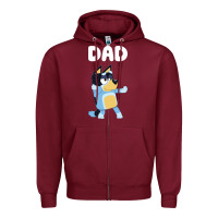 Burgundy Bluey Dad Zipper Hoodie - linhVisuals