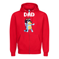 Red Bluey Dad Zipper Hoodie - linhVisuals