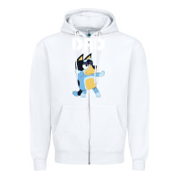 White Bluey Dad Zipper Hoodie - linhVisuals