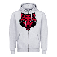 Heather Grey DEVIL - RED WOLVES FOOTBALL SOCCER STATE MEN Zipper Hoodie - linhVisuals