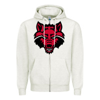 Oatmeal Heather DEVIL - RED WOLVES FOOTBALL SOCCER STATE MEN Zipper Hoodie - linhVisuals