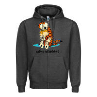 Charcoal Heather newcalvin and hobbes [tyellow] Zipper Hoodie - linhVisuals