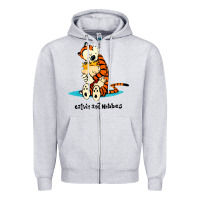 Heather Grey newcalvin and hobbes [tyellow] Zipper Hoodie - linhVisuals