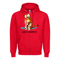 Red newcalvin and hobbes [tyellow] Zipper Hoodie - linhVisuals