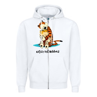 White newcalvin and hobbes [tyellow] Zipper Hoodie - linhVisuals