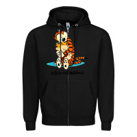Black newcalvin and hobbes [tyellow] Zipper Hoodie - linhVisuals