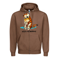 Chestnut newcalvin and hobbes [tyellow] Zipper Hoodie - linhVisuals