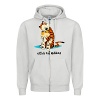 Dove Grey newcalvin and hobbes [tyellow] Zipper Hoodie - linhVisuals