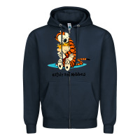 Navy newcalvin and hobbes [tyellow] Zipper Hoodie - linhVisuals