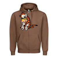Chestnut newcalvin and hobbes 04 Zipper Hoodie - linhVisuals