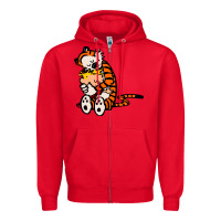 Red newcalvin and hobbes 04 Zipper Hoodie - linhVisuals