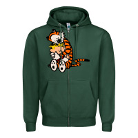 Sports Green newcalvin and hobbes 04 Zipper Hoodie - linhVisuals