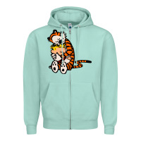 Seafoam newcalvin and hobbes 04 Zipper Hoodie - linhVisuals