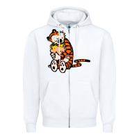 White newcalvin and hobbes 04 Zipper Hoodie - linhVisuals