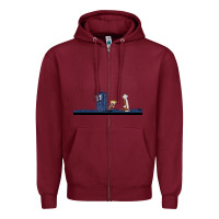 Burgundy newcalvin and hobbes night star tardis Zipper Hoodie - linhVisuals