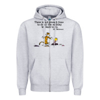 Heather Grey newcalvin and hobbes quote 10 Zipper Hoodie - linhVisuals