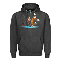 Charcoal Heather newcalvin and hobbes sing 09 Zipper Hoodie - linhVisuals