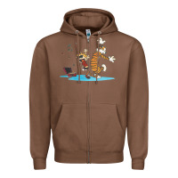 Chestnut newcalvin and hobbes sing 09 Zipper Hoodie - linhVisuals