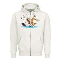Oatmeal Heather newcalvin and hobbes sing 09 Zipper Hoodie - linhVisuals
